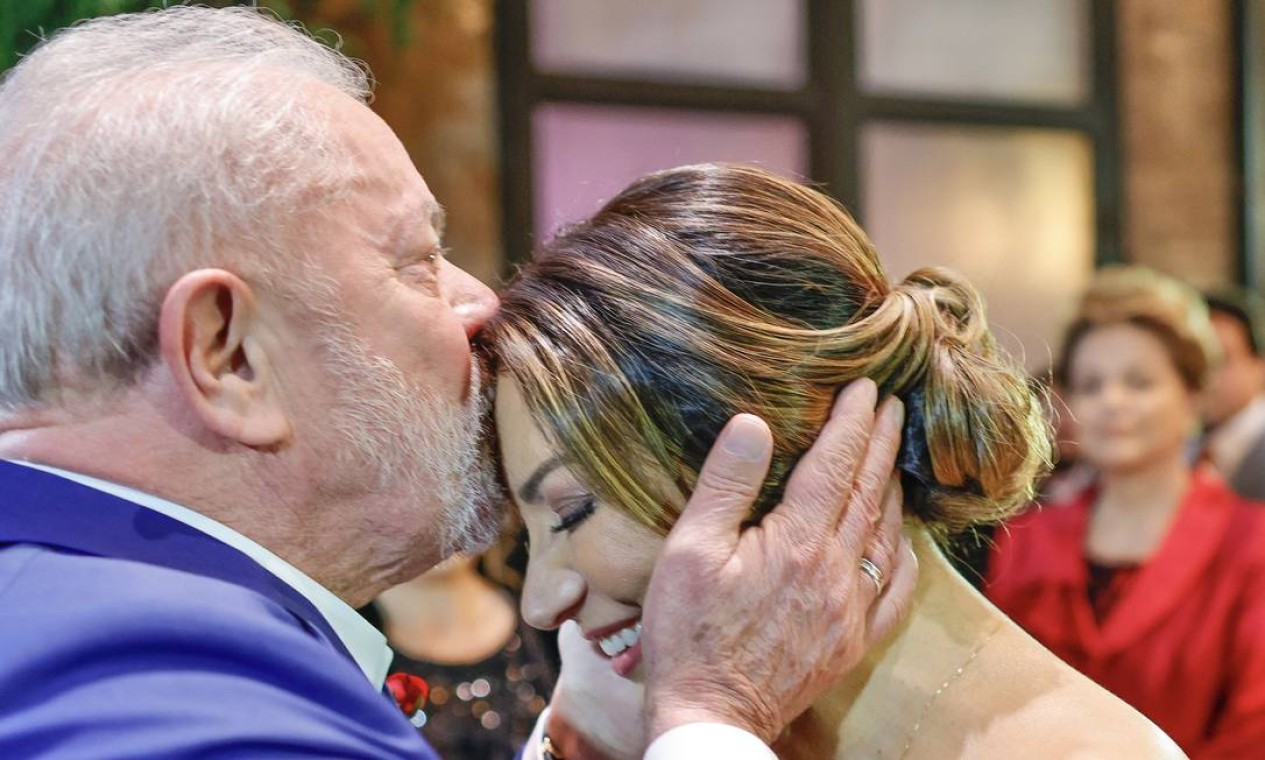 Lula e Janja durante cerimônica de casamento Foto: Ricardo Stuckert / Divulgação