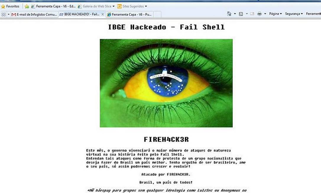 Site do IBGE é hackeado Foto: Reprodução
