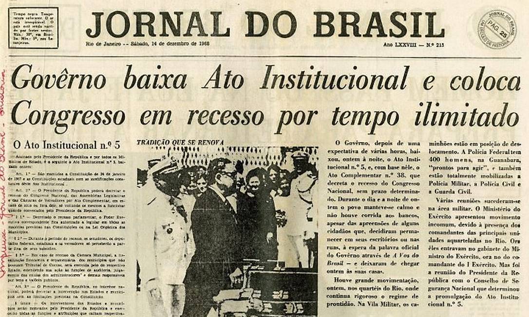 No decreto do AI-5, em 1968, o 'Jornal do Brasil' usou a meteorologia para criticar Reprodução