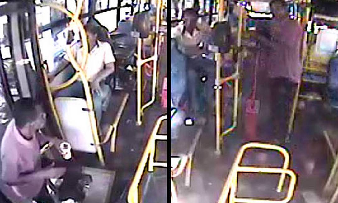 
Câmeras de segurança mostram o momento em que o estuprador entra no ônibus e passa na roleta
Foto: Polícia Civil / Divulgação