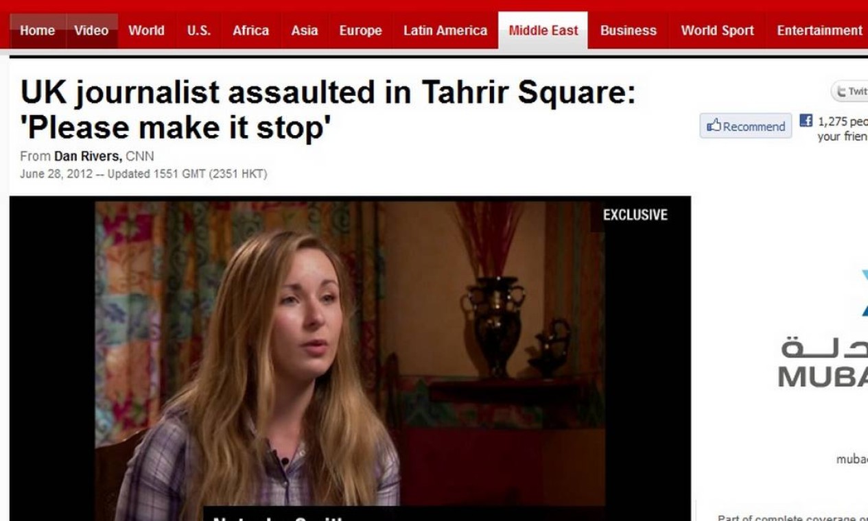 Jovem inglesa sofre abuso sexual na Praça Tahrir, no Egito - Jornal O Globo