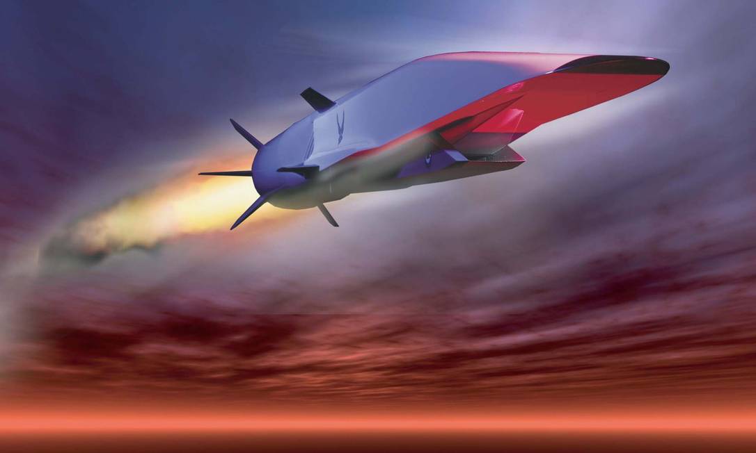 
UMA PROJEÇÃO do jato hipersônico X-51A Wave Rider, que pode alcançar a velocidade de 7.200 km/h
Foto: Reuters