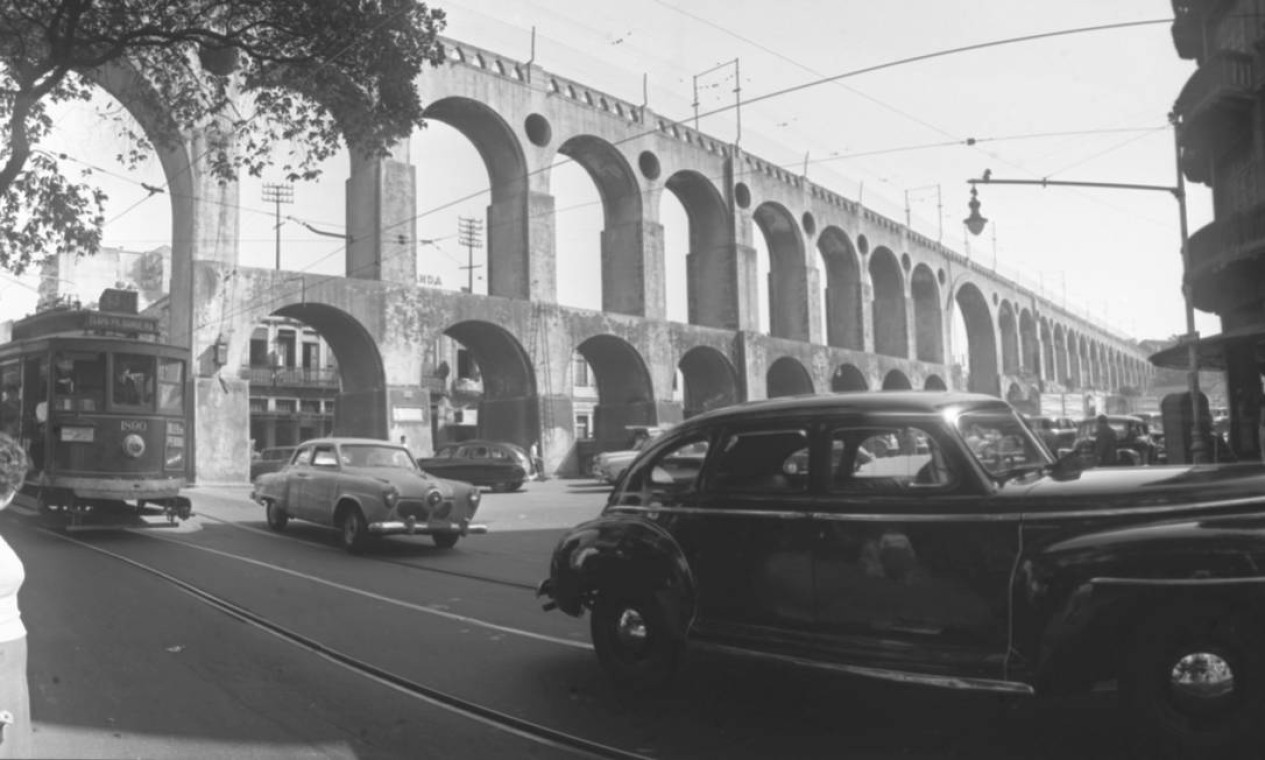 Os Arcos da Lapa em foto de 1962 Foto: Arquivo O GLOBO