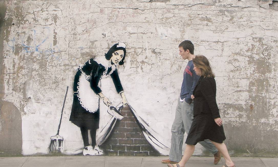 O mural &#039;Maid in London&#039; foi visto pela primeira vez em 2006, no norte de Londres. Foto: Divulgação