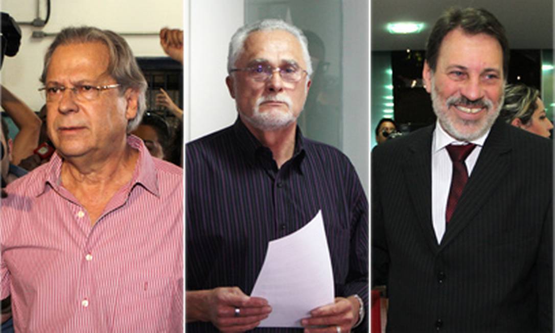 José Dirceu, José Genoino e Delúbio Soares: petistas condenados pelo mensalão Foto: Montagem/O Globo