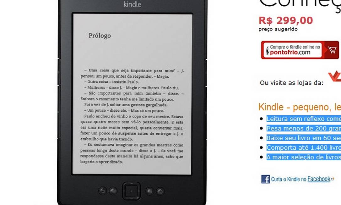 Leitor Kindle, da , começa a ser vendido no Brasil - Jornal