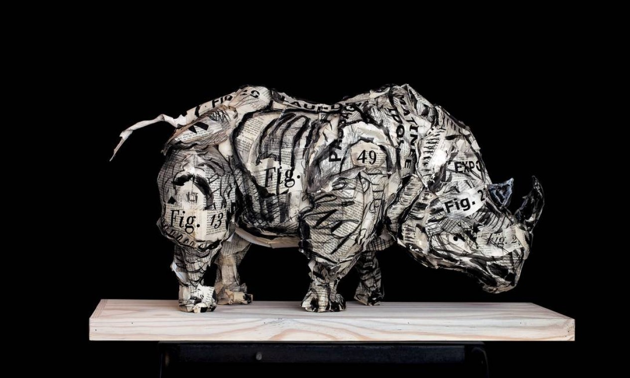 Kentridge. Rhinoceros [Rinoceronte], de 2007, é uma das obras da exposição Foto: Marian Goodman Gallery / Divulgação