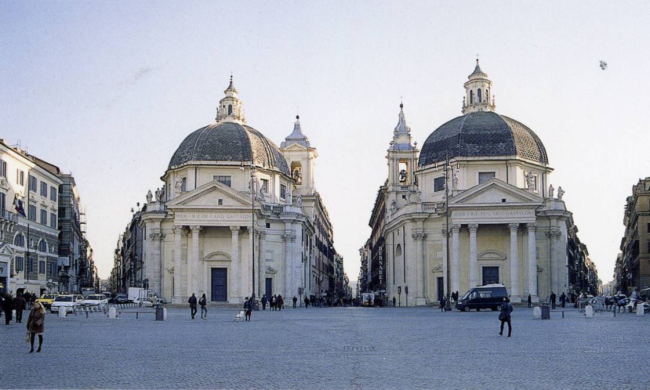Bernini foi contratado pelo Papa Alexandre VII para concluir a reforma das igrejas “gêmeas” da Piaza del Popolo Foto: Livro “Bernini” / Reprodução