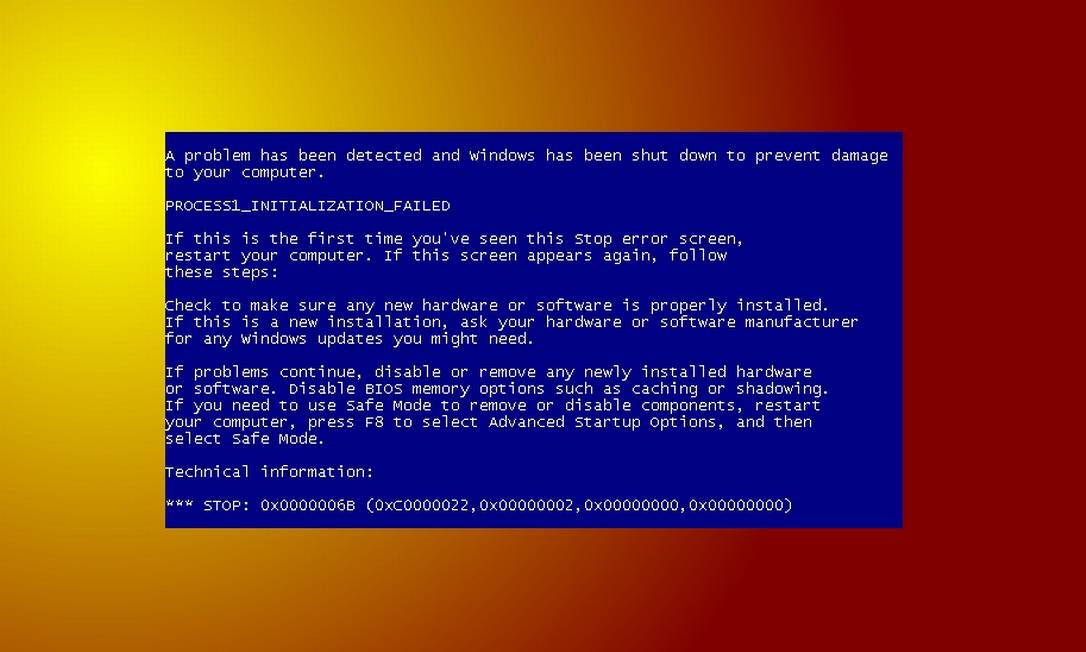 
A mensagem de erro, exibida na temível “tela azul do Windows”
Foto: Reprodução da internet