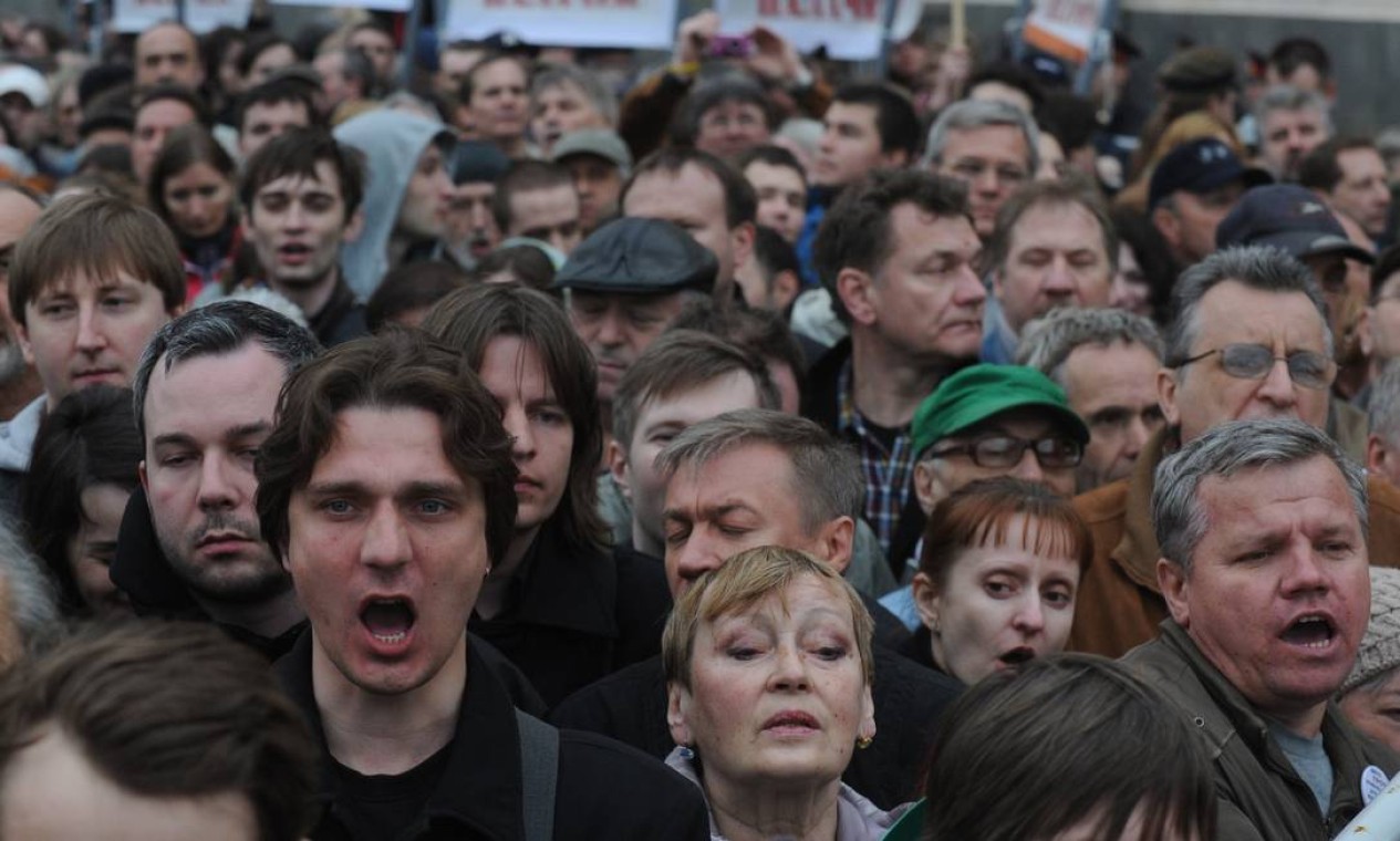 O evento relembra os protestos do dia de posse do novo mandato de Vladimir Putin, em 2012 Foto: ANDREY SMIRNOV / AFP