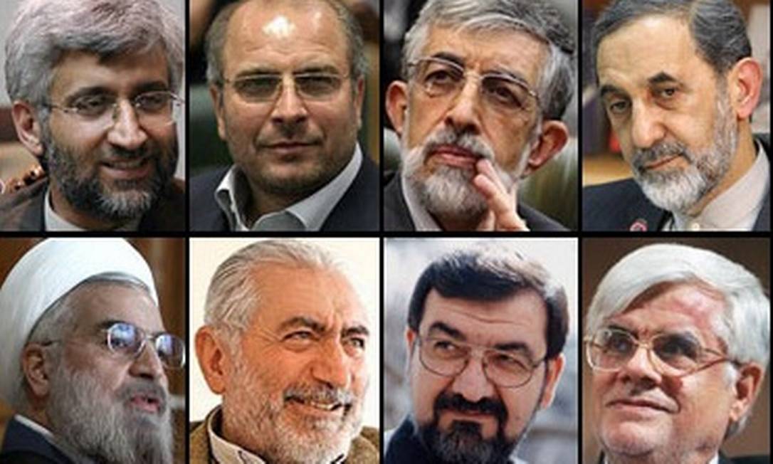 
De acordo com a agência semioficial Mehr, estes seriam os candidatos à Presidência do Irã nas eleições de junho Foto: Reprodução da internet