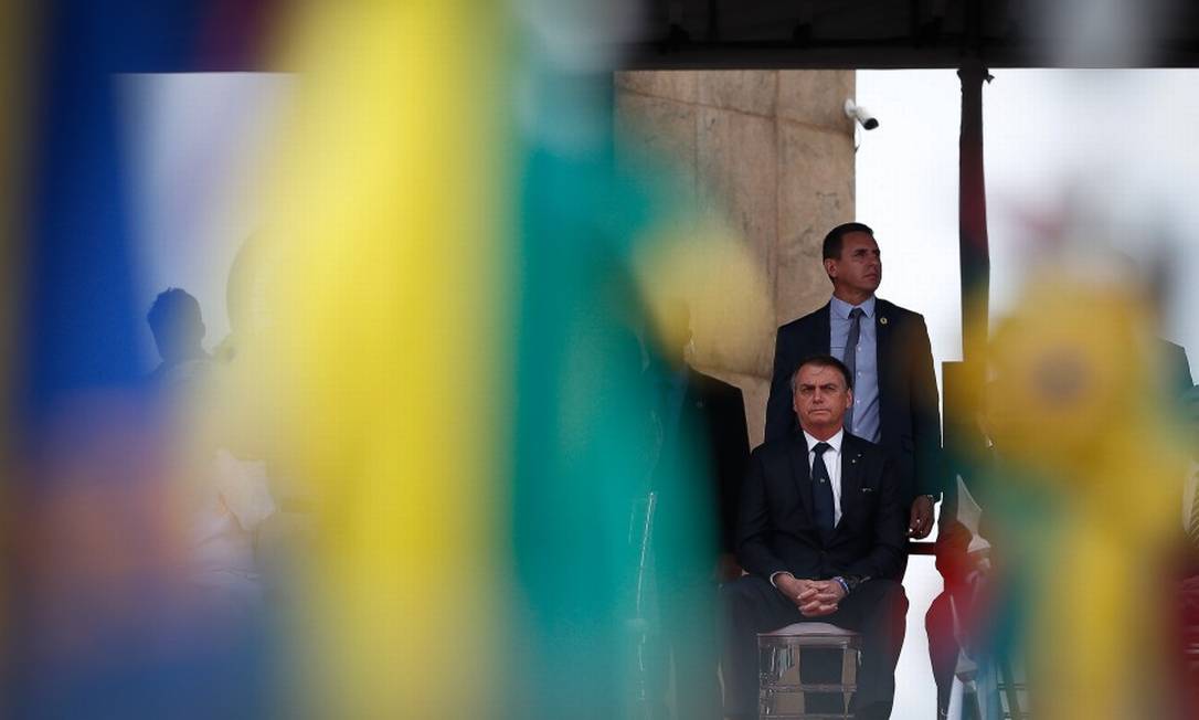 O presidente Jair Bolsonaro na comemoração do dia da vitória no monumento aos pracinhas com a participação nesta quarta-feira Foto: Pablo Jacob / Agência O Globo 8-5-19