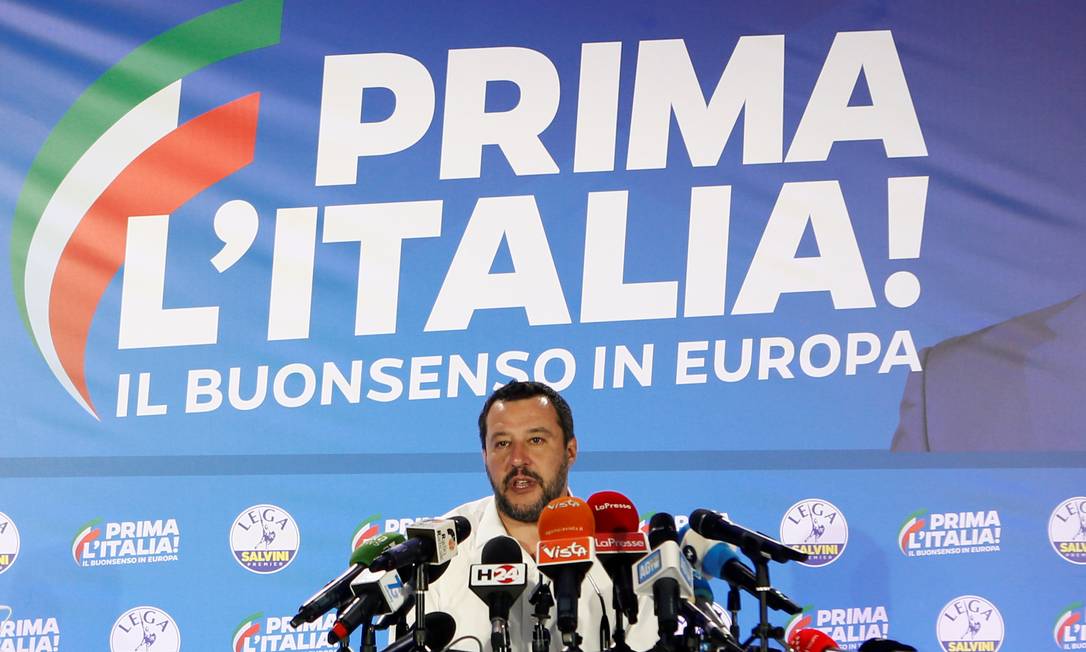 O vice-premier italiano Matteo Salvini: bloco da extrema direita e eurocético cresceu, mas há divisões internas Foto: ALESSANDRO GAROFALO / REUTERS