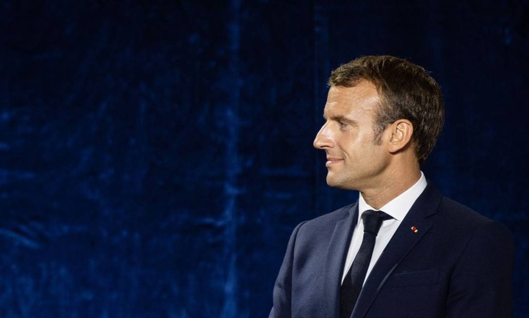 O presidente da França Emmanuel Macron na inauguração de um teatro em Estrasburgo Foto: PATRICK SEEGER / AFP 1-10-19
