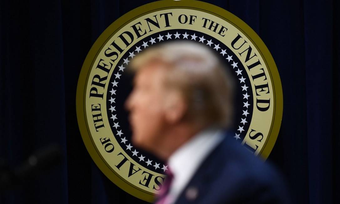 O presidente dos Estados Unidos, Donald Trump, concede um discurso nesta quinta-feira Foto: BRENDAN SMIALOWSKI / AFP