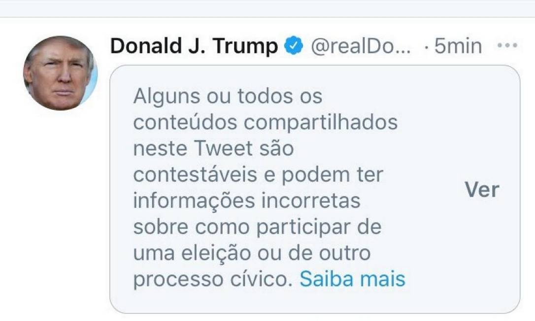 Sem evidências, Trump diz que está “tentando roubar” a eleição;  Twitter e Facebook postam alertas em postagens