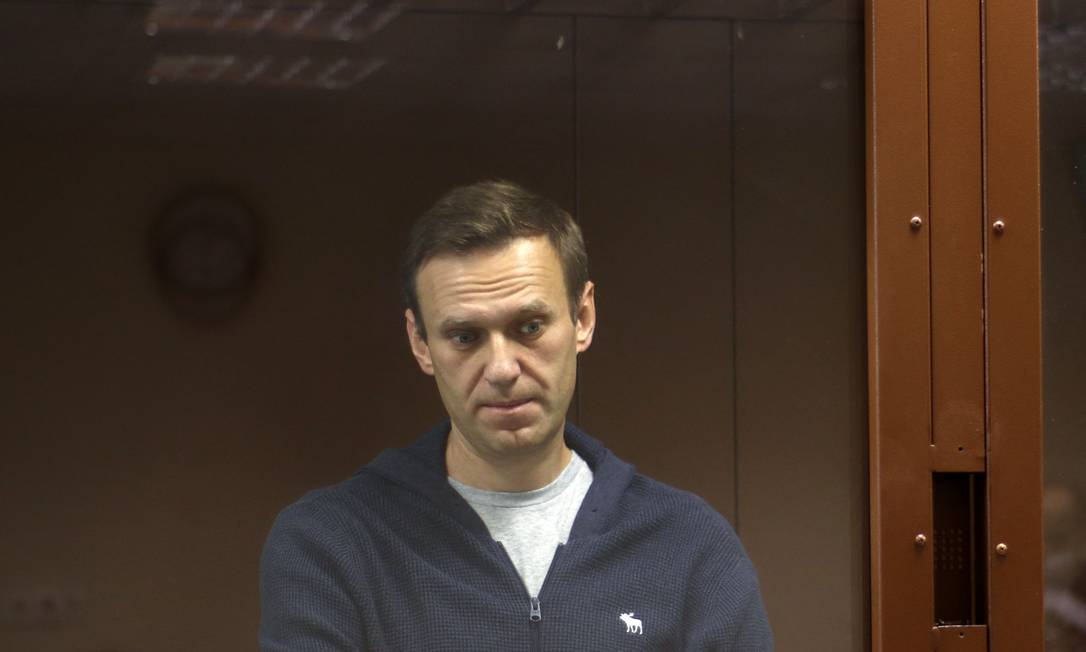 O líder opositor russo, Alexei Navalny, durante julgamento em Moscou Foto: HANDOUT / AFP