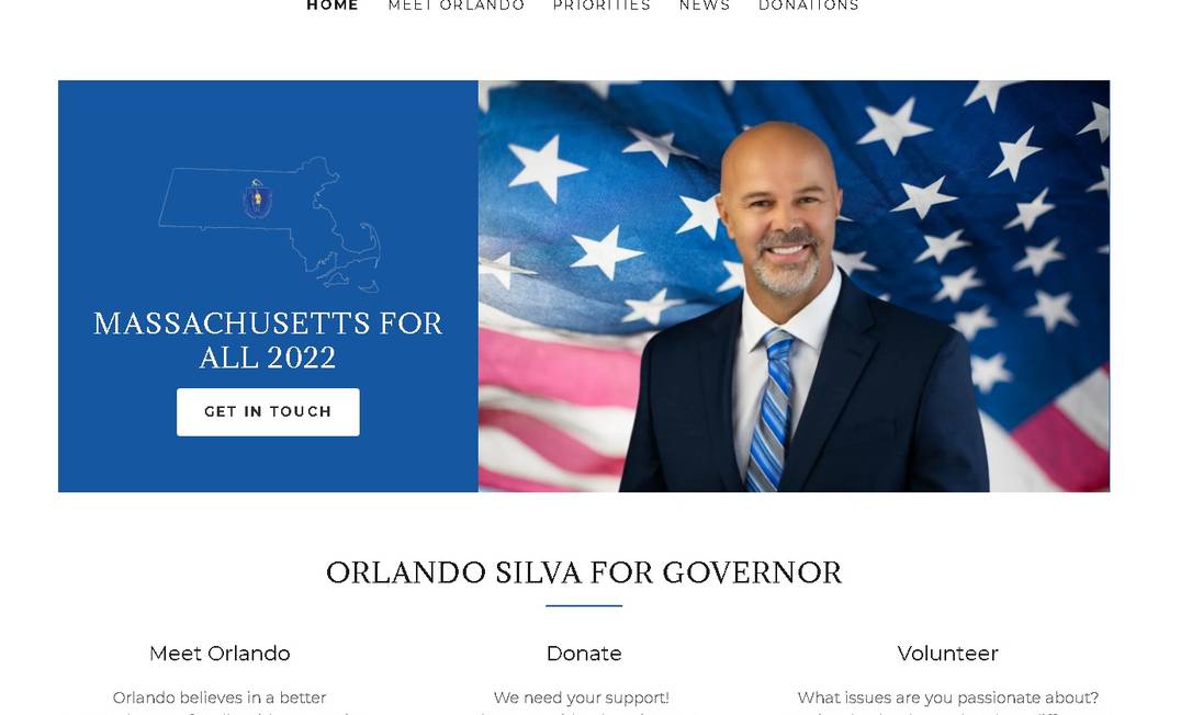 Site da pré-candidatura de Orlando Silva às primárias para o governo de Massachusetts Foto: Reprodução