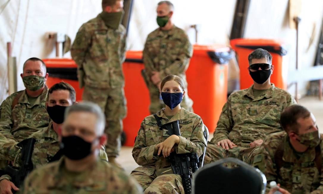 Soldados americanos em base militar de Taji, ao Norte de Bagdá Foto: THAIER AL-SUDANI / REUTERS 23-8-20