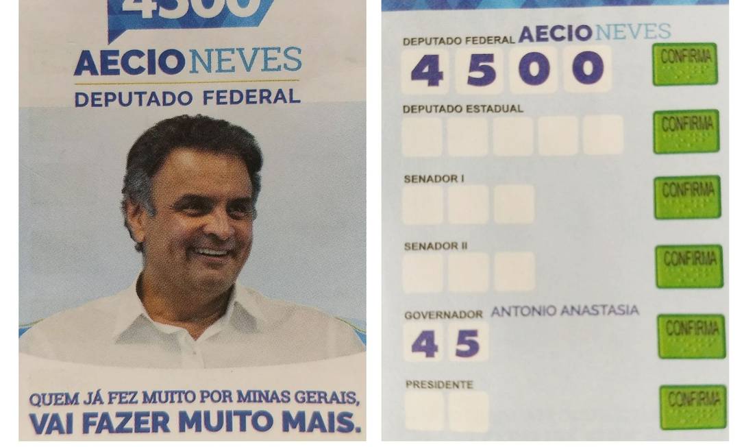 Material de campanha de Aécio distribuído em Belo Horizonte na semana passada Foto: Reprodução