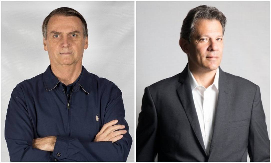 Os candidatos a presidente Jair Bolsonaro (PSL) e Fernando Haddad (PT) Foto: Arquivo O GLOBO
