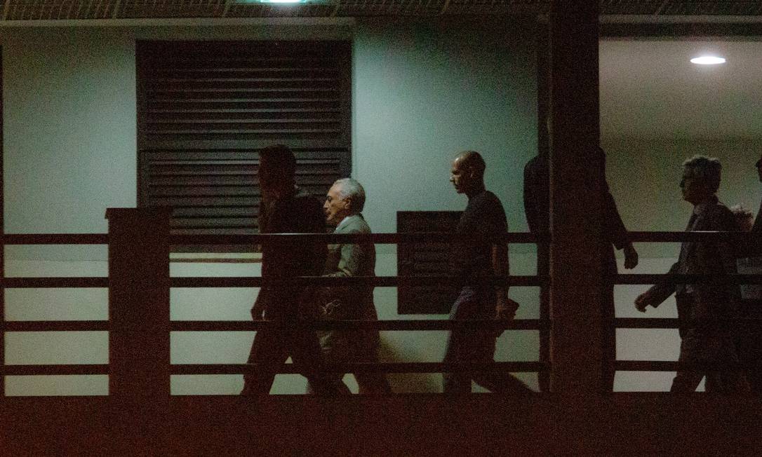 Michel Temer, preso na manhã desta quinta-feira (21/03/2019), chega à Superintendência da PF no Rio Foto: Antonio Scorza / Agência O Globo