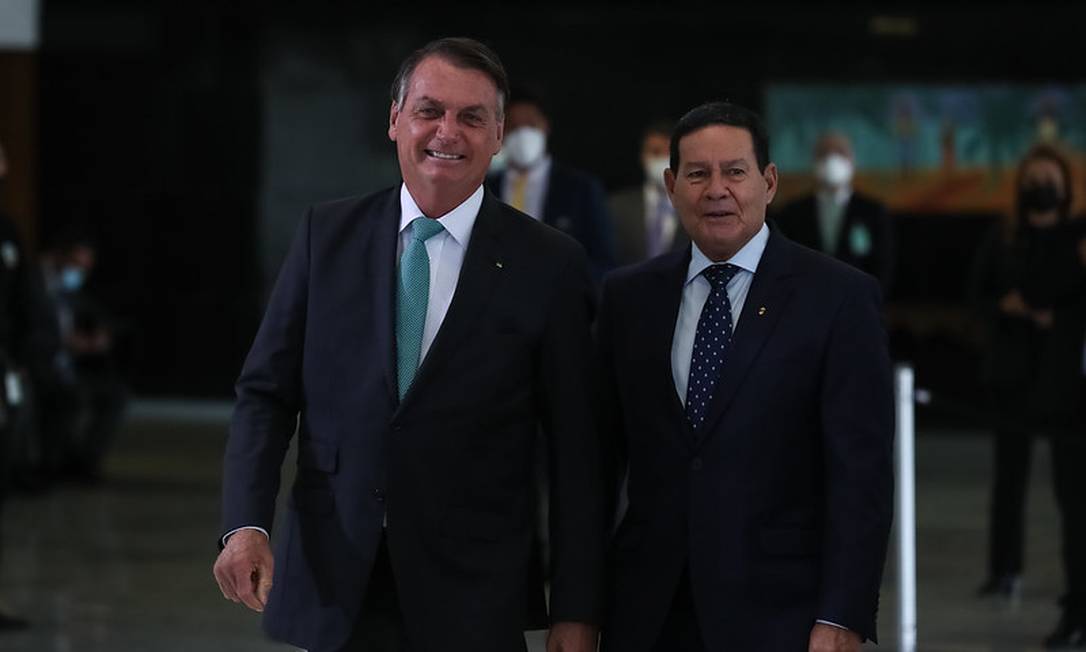 O presidente Jair Bolsonaro e o vice Hamilton Mourão 15/09/2021 Foto: Marcos Correa / Divulgação
