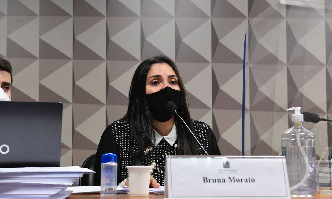 Advogada Bruna Morato, que representa 12 médicos que trabalharam na Prevent Senior, é ouvida nesta terça-feira (28) na CPI da Covid Foto: Agência Senado