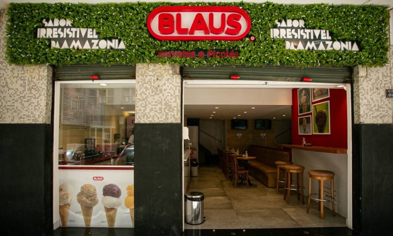 A fachada da sorveteria Blaus, no Flamengo: picolés e sabores amazônicos Foto: Hermes de Paula / Agência O Globo