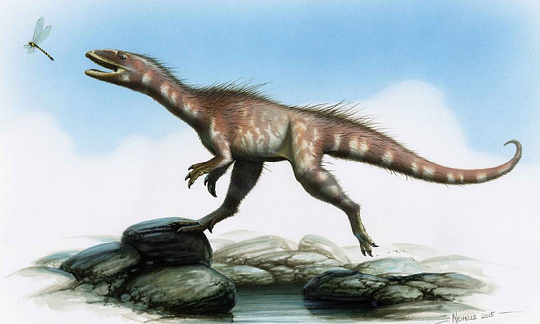 Ilustração do novo dinossauro galês: 'primo' do T-Rex Foto: Museu Nacional de Gales